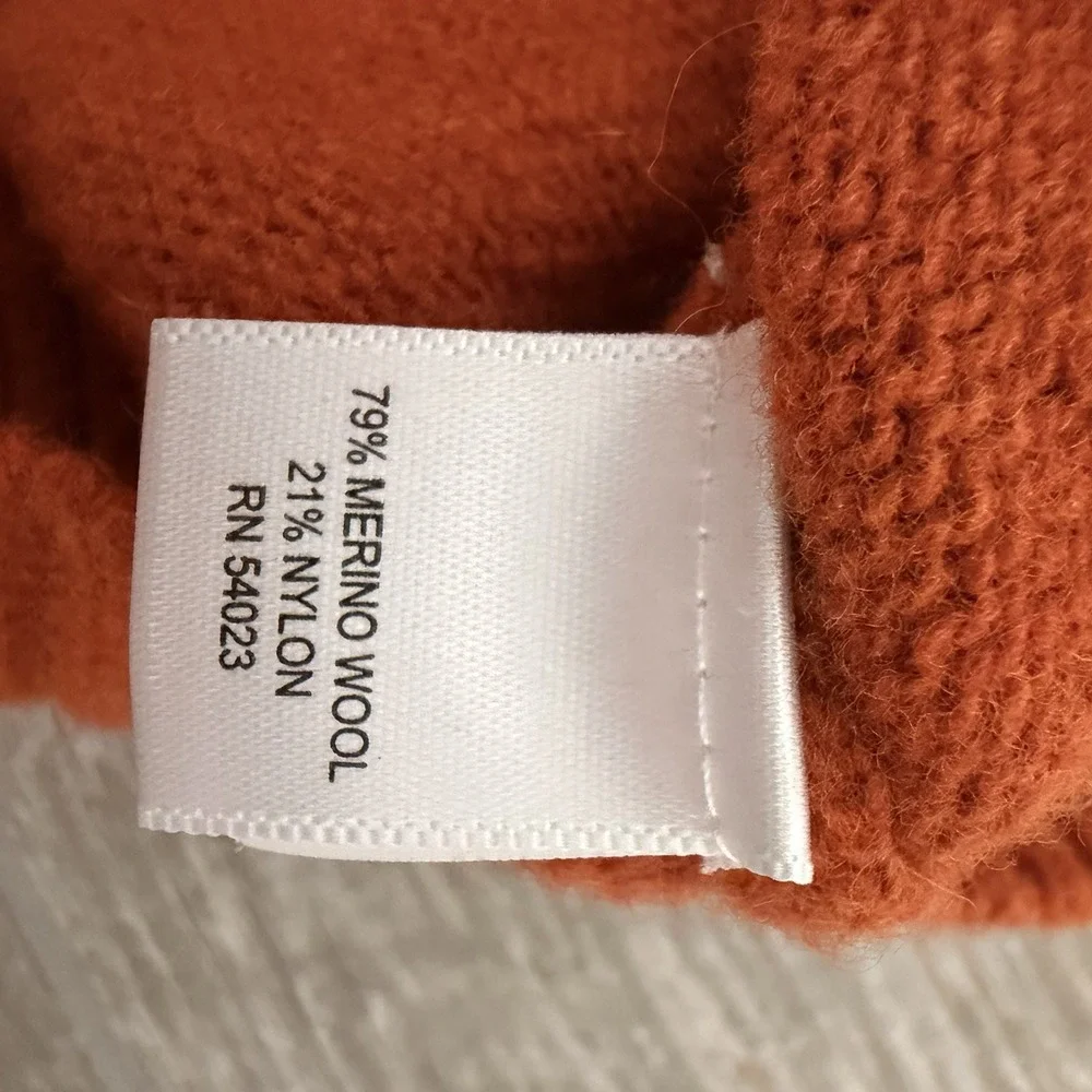 Men's Banana Republic‎ Italian Yarn  Merino Wool Sweater 1/4 Zip Orange Sz Large